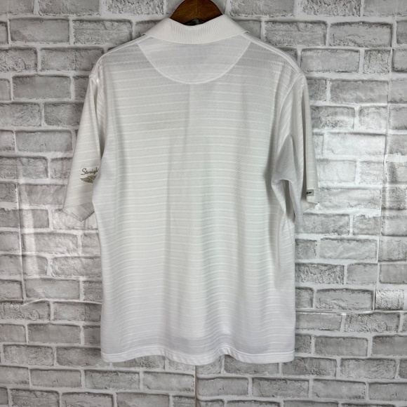 Straight Down Golf Pure White Textured Big Embroidered Logo Polo Mens MEDIUM - Picture 3 of 6